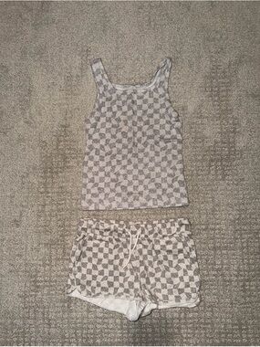 Old Navy Kids Gray White Geometric Tank & Shorts Set Size S/M